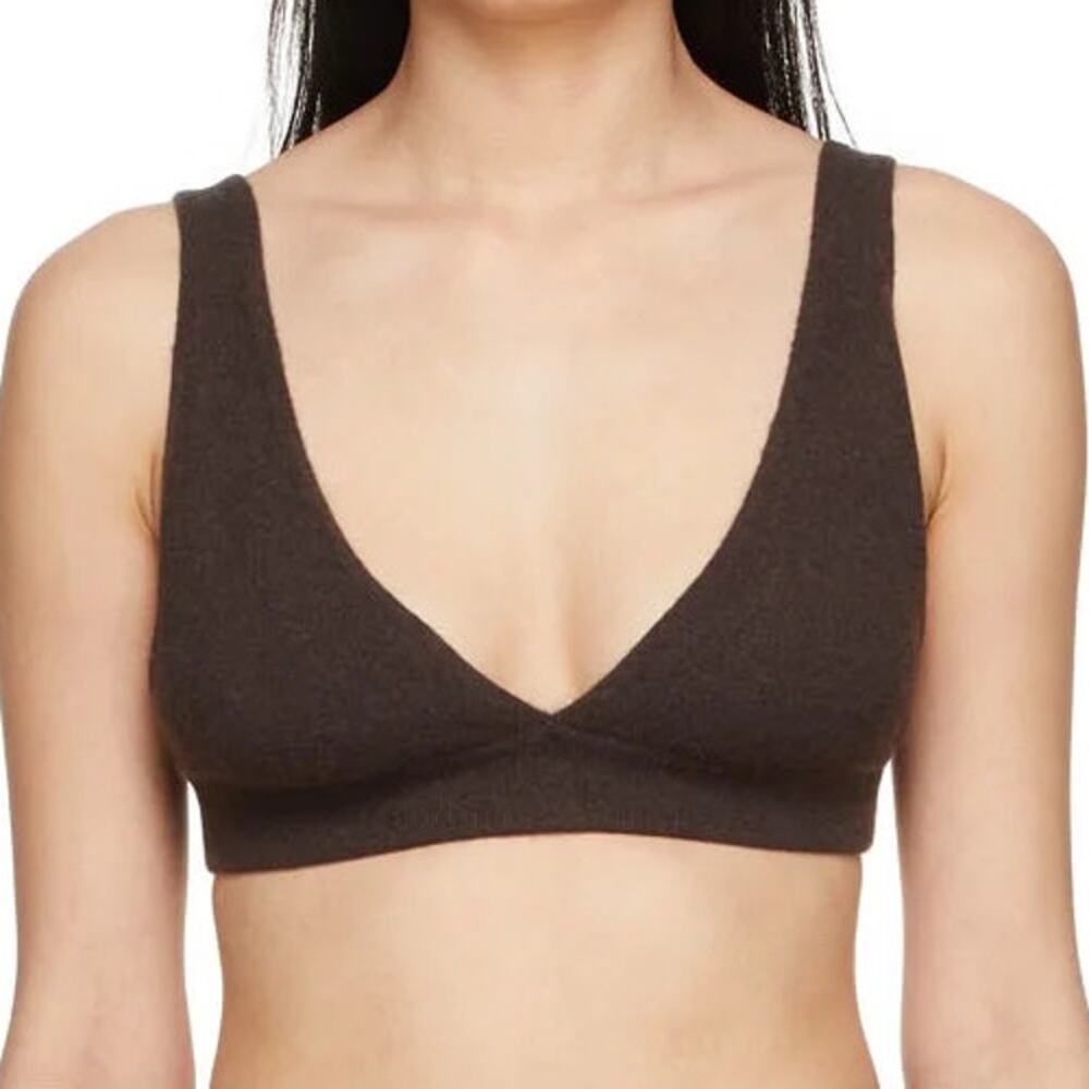 Lisa Yang The Capucine Bra 100% Cashmere One Size Bralette Chocolate Brown NWT